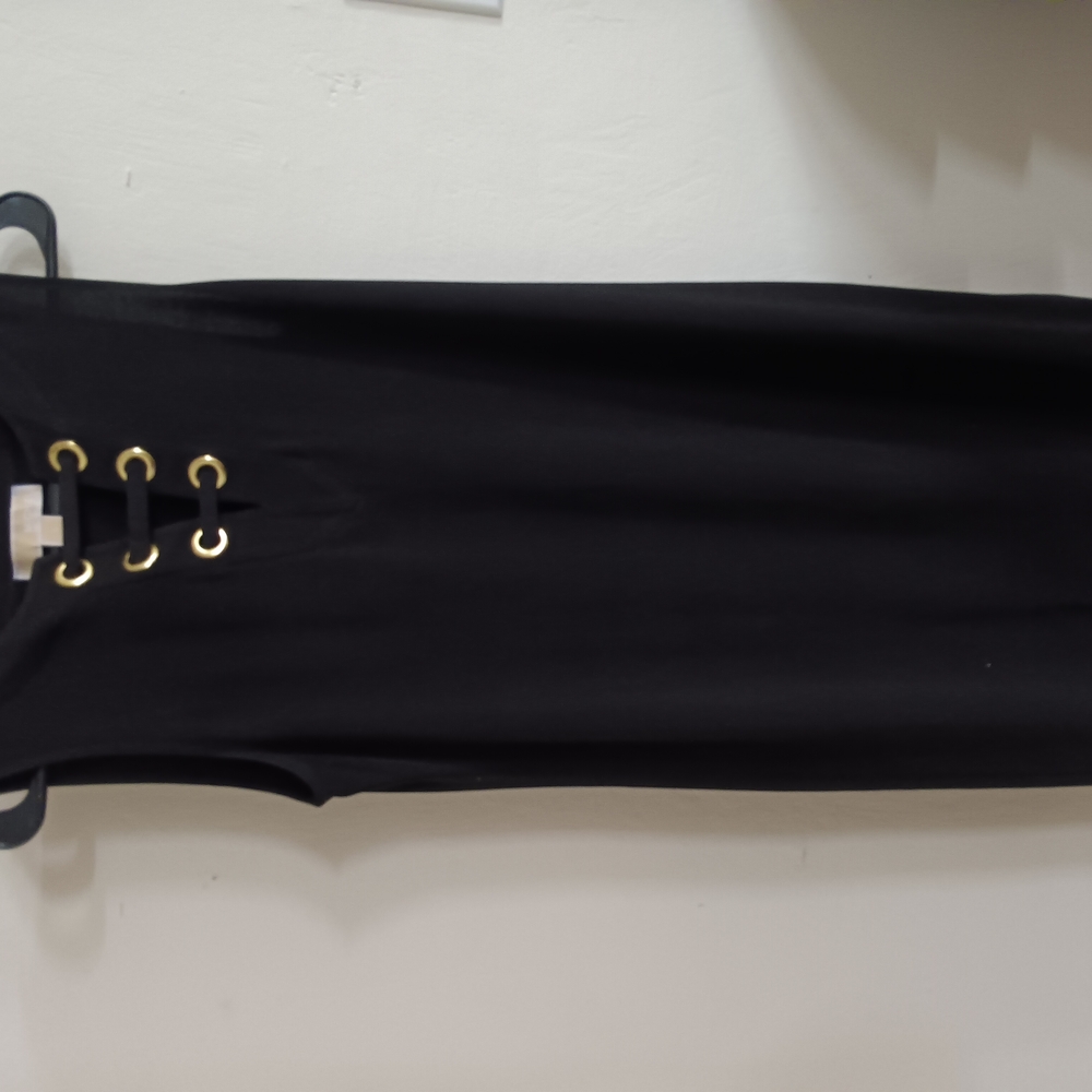 Elegant Black Michael Kors Dress with Gold Accents
